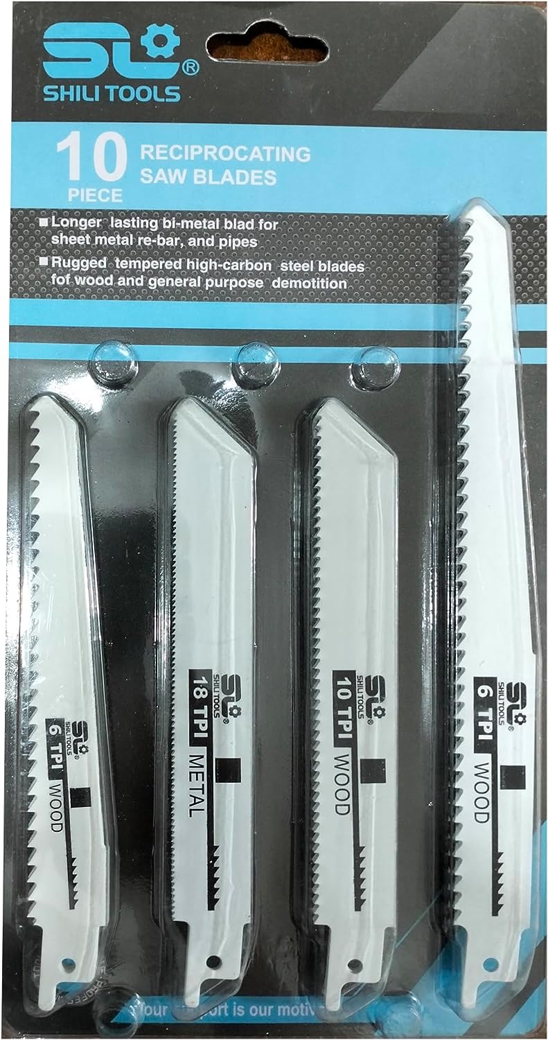 10 Pc Pcs 6" 8" Reciprocating Saw Blade Set Wood Metal Sheet Pipe Blades Kit - الصورة 2