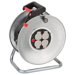 Brennenstuhl Garant S 4 E Cable Reel 50 m Made of Sheet Steel for Indoor Use Made in Germany Silver