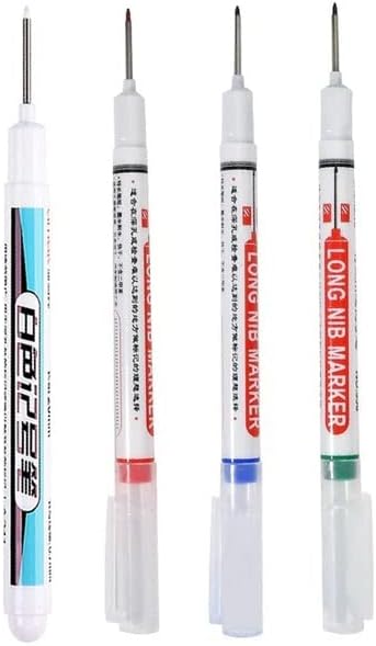 (Set of 2) Long Head Permanent Marker Pens Bathroom Woodworking Decoration 20mm Deep Hole Marker Pen Ink (Red)