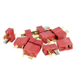 5 Pairs 2-Pin Golden Plated T-Plug M/F Connector Adapter Red
