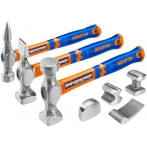 Auto Body Repair Tool Kit,7 Piece,Car Body Repair Tool Kit, Carbon Steel Dolly and Hammer Dent Body Fender Tool Set of 7Pcs Body And Fender Hammer Set carbon steel With fiberglass handle