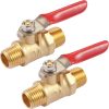 2 PCS Brass Water Mini Ball Valve Shut Off Switch, 1/4" BSPT Male x 1/4 INCH BSPT Male Hose Barb Pipe Tubing Fitting Coupler, 180 Degree Operation Handle,Rated to 600WOG