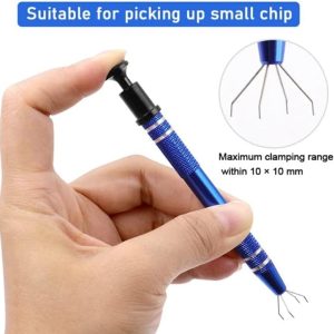 Four Claw Electronic Component Grabber IC Extractor Pickup BGA Chip Picker Patch IC Suck Pen Electronic Repair Tools -  Anti-Skid Chip Pickup Pen Puller Tool Extractor with Four Claw Blue color
