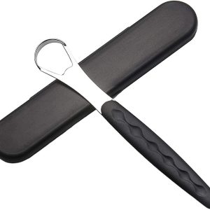 Tongue Cleaner with Case Tongue Scraper Tongue Brush for Oral Hygiene and Fighting Bad Breath Tongue Cleaner for Tongue and Mouth Care Stainless Steel Tongue Scraper and Cleaner (Black)