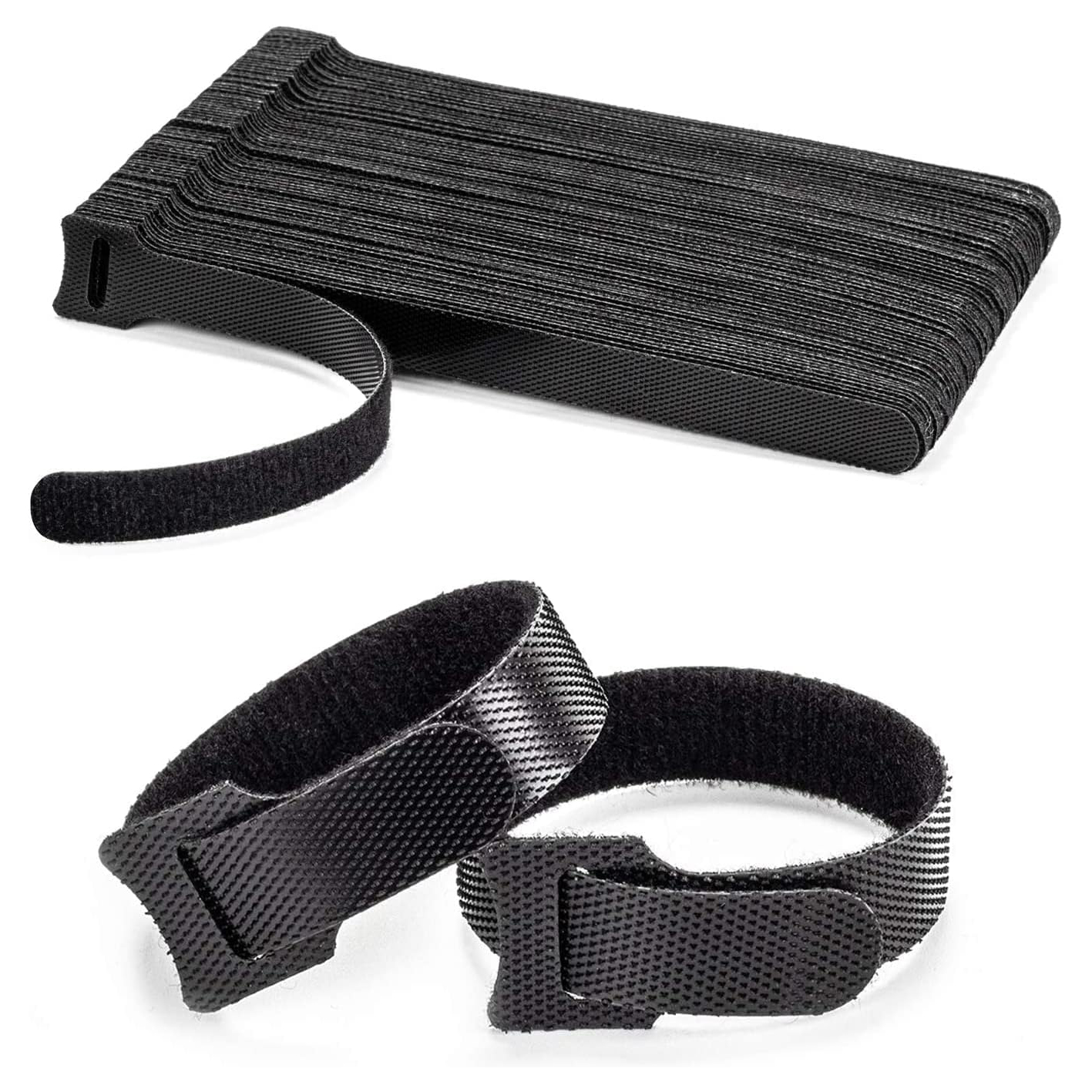 25pcs Releasable Cable Ties Plastics Nylon Hook Loop Wrap Zip Bundle Fastener Straps Detachable T-type Wire Organizer 150mm - 15 cm