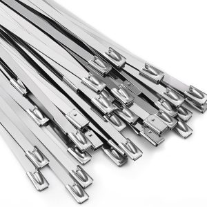 12Pcs Stainless Steel Cable Ties Reusable Self-sealing Fastening Rings Metal Zip Cables Tie Organizer Hardware Accessories (20cm) 200mm