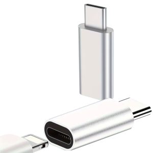 lighting female to usb c male - USB-C Adapter for iPhone 15/15 Pro/15 Pro Max/15 Plus, USB- Charging & 480Mbps Data Sync, Plug & Play Gender Changer Cable Adapter (Male/Female), No Audio, Not for OTG, Silver